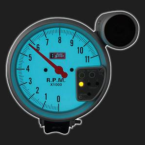 Прибор AUTO GAUGE тахометр /125 мм/, внешняя вспышка, люминесцентная подсветка, память, на подставке, 0-11000 RPM