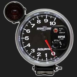 Прибор Auto Meter style тахометр /125 мм/, внешняя вспышка, белая подсветка, на подставке, 0-10000 RPM