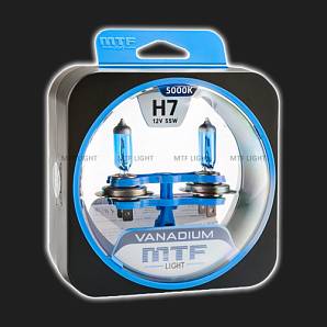 Лампа галогенная  H7 MTF Light VANADIUM 5000K 55W (2 штуки)