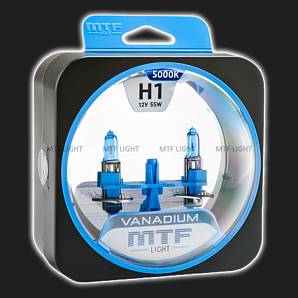 Лампа галогенная  H1 MTF Light VANADIUM 55W (2 штуки)