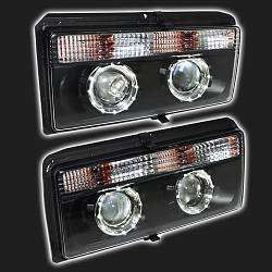 Фары чёрные, 2 линзы, ангельские глазки ВАЗ 2104, 2105, 2107 (2 штуки)