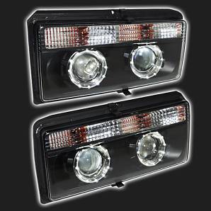 Фары чёрные, 2 линзы, ангельские глазки ВАЗ 2104, 2105, 2107 (2 штуки) Фары чёрные, 2 линзы, ангельские глазки ВАЗ 2104, 2105, 2107 (2 штуки)