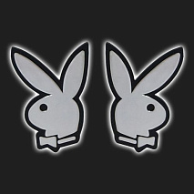 Шильдики - зайчики Playboy хром (2 штуки)