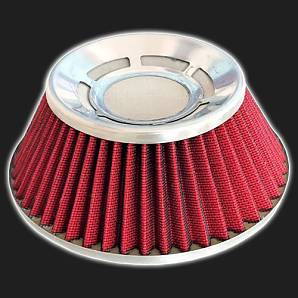 Фильтр воздушный нулевого сопротивления MPH плоский конус /красный/ D-74 мм (инжекторный)
