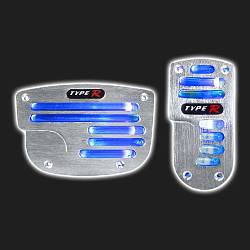 Накладки на педали АКПП /алюминий/ PROSPORT Type R c синей подсветкой (комплект)