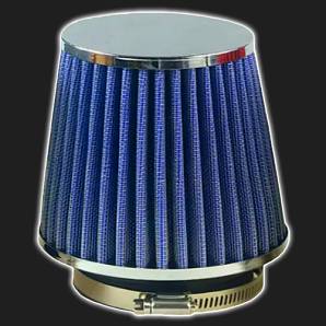 Фильтр воздушный нулевого сопротивления MPH Flow /синий, хром/ D-74 мм (инжекторный)