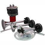 Сигнал звуковой воздушный трёхрожковый, хром (комплект) Сигнал звуковой воздушный трёхрожковый, хром (комплект)