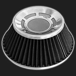 Фильтр воздушный нулевого сопротивления MPH плоский конус /чёрный/ D-74 мм (инжекторный)