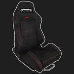 Сиденье спортивное универсальное RECARO-500 style чёрное, замша (размер М)