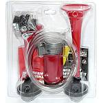 Сигнал звуковой воздушный двухрожковый,  красный (комплект)