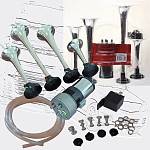 Сигнал звуковой воздушный четырёхрожковый, с мелодией, хром (комплект)