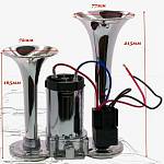 Сигнал звуковой воздушный двухрожковый, со встроенным компрессором, хром (комплект) Сигнал звуковой воздушный двухрожковый, со встроенным компрессором, хром (комплект)