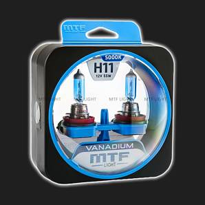 Лампа галогенная H11 MTF Light VANADIUM 5000K 55W (2 штуки)
