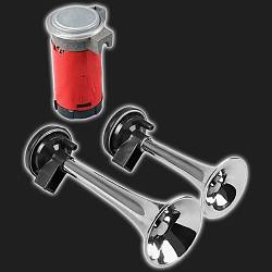 Сигнал звуковой воздушный двухрожковый,  хром (комплект)