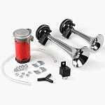 Сигнал звуковой воздушный двухрожковый, хром (комплект) Сигнал звуковой воздушный двухрожковый, хром (комплект)