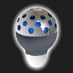 Ручка КПП универсальная PROSPORT LED 7-colors /шар с перфорацией, серая кожа под карбон, семицветная подсветка/