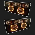 Фары чёрные, 2 линзы, ангельские глазки ВАЗ 2104, 2105, 2107 (2 штуки) Фары чёрные, 2 линзы, ангельские глазки ВАЗ 2104, 2105, 2107 (2 штуки)