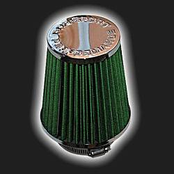 Фильтр воздушный нулевого сопротивления PROSPORT  компакт /зелёный, хром/ D-70 мм (инжекторный)