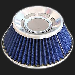 Фильтр воздушный нулевого сопротивления MPH плоский конус /синий/ D-74 мм (инжекторный)