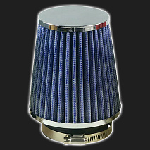 Фильтр воздушный нулевого сопротивления MPH компакт /синий, хром/ D-64 мм (инжекторный)